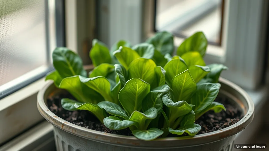 Ein Set aus frischen Feldsalat-Jungpflanzen in einer Anzuchlschale mit feuchter Erde auf einem Fensterbrett.