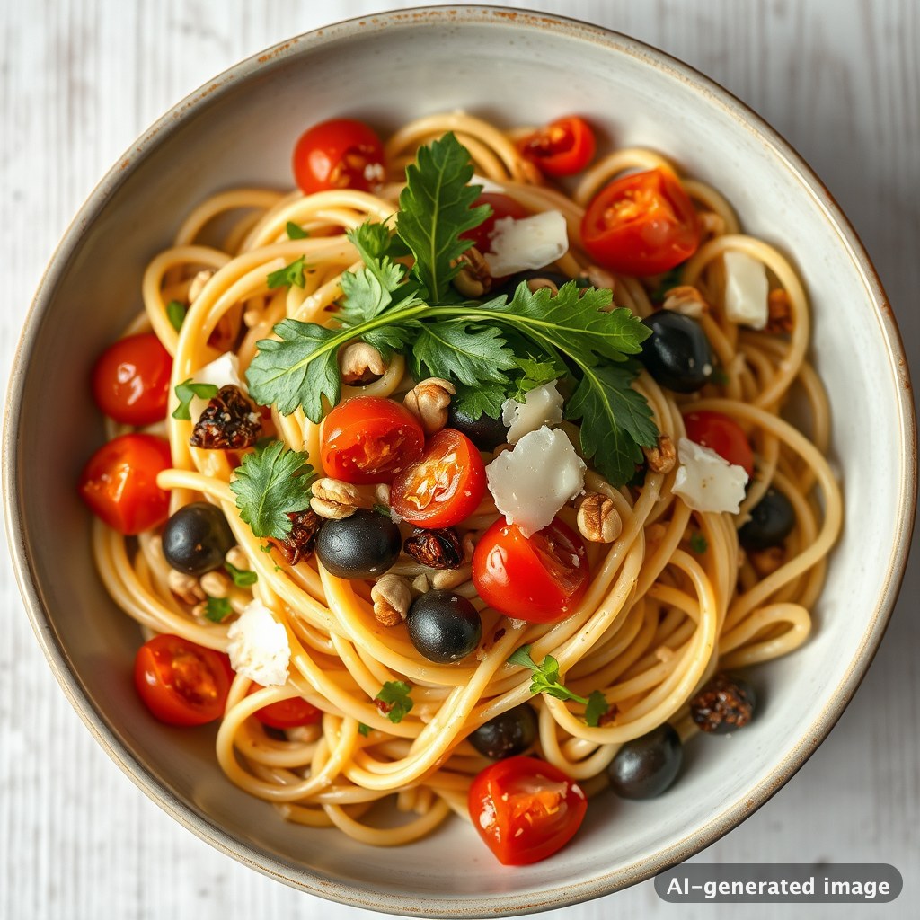 Nudelsalat mit Rucola und Tomaten